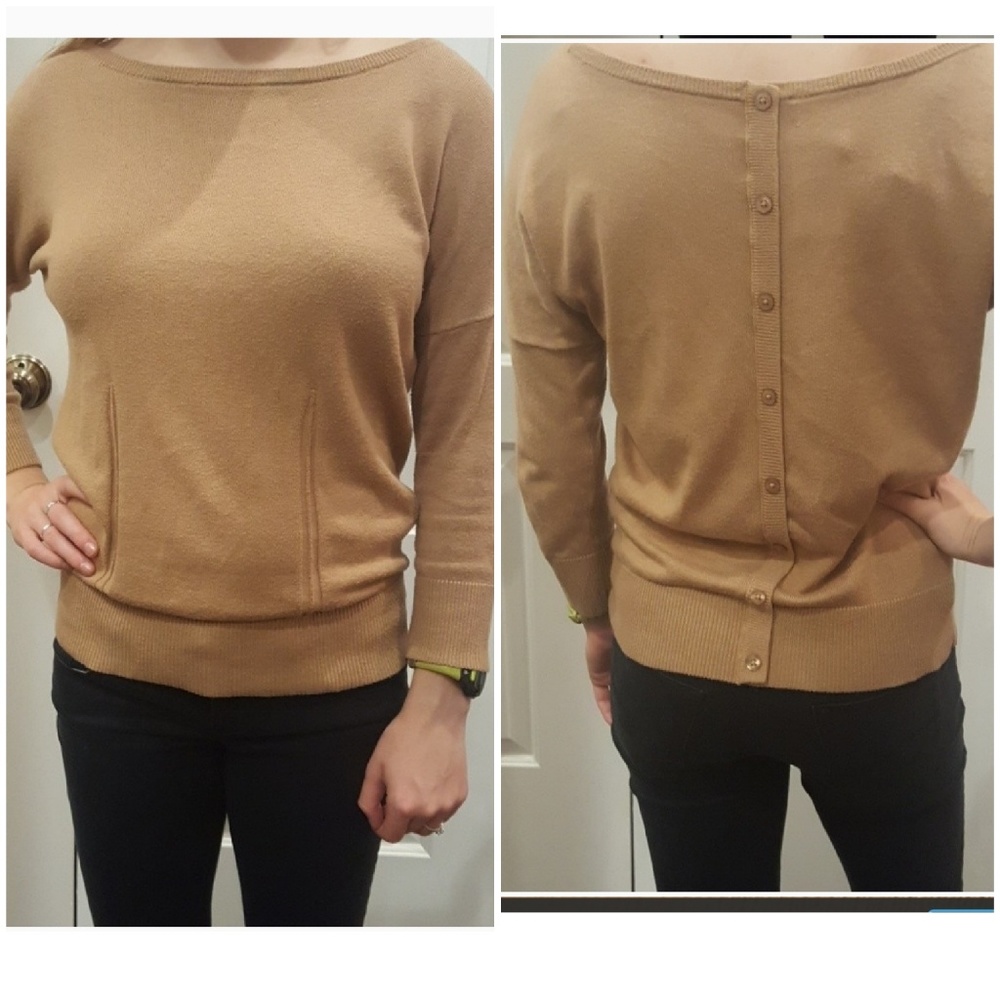 Ann Taylor carmel pull over sweater with buttons